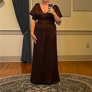 Revelry Bridesmaid Dress - Gwen Size 12 Regular Madi Mahogany Satin